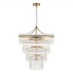 Grand Statement Multi Tiered 16 Light Antique Gold Brass And Glass Large Chandelier Ceiling Pendant 70cm