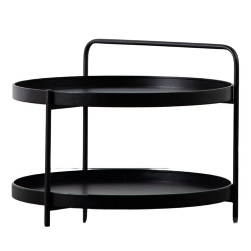 Industrial 2 Tier Black Metal Round Coffee Table With A Handle 65cm