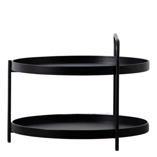 Industrial 2 Tier Black Metal Round Coffee Table With A Handle 65cm