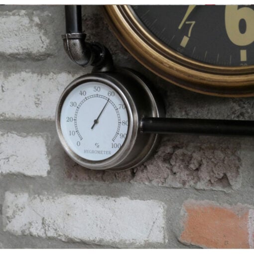 Industrial Antique Gold And Silver Metal Large Pipe Wall Clock 71cm