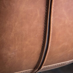 Industrial Armless Brown PU Faux Leather And Black Metal Office Desk Chair