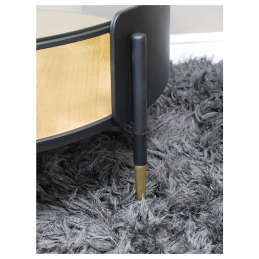 Industrial Black And Gold Metal 2 Tier Open Coffee Table With Glass Top 80cm