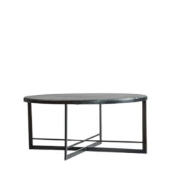 Industrial Black Marble And Matt Black Metal Round Coffee Table 90cm