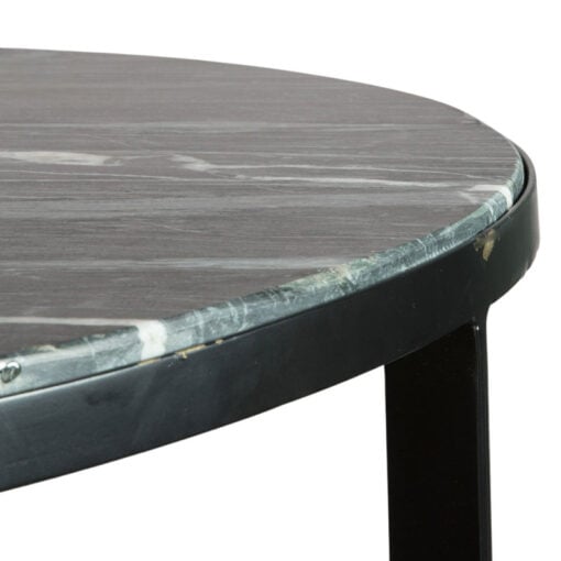 Industrial Black Marble And Matt Black Metal Round Coffee Table 90cm