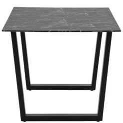 Industrial Black Metal And Marble Effect Black Glass 6 Seater Dining Table 160cm