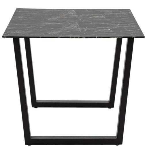 Industrial Black Metal And Marble Effect Black Glass 6 Seater Dining Table 160cm
