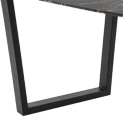 Industrial Black Metal And Marble Effect Black Glass 6 Seater Dining Table 160cm