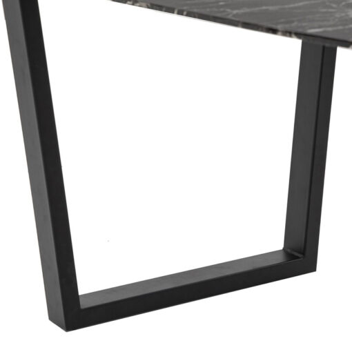 Industrial Black Metal And Marble Effect Black Glass 6 Seater Dining Table 160cm
