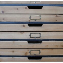 Industrial Black Metal And Solid Wood 7 Crate Drawer Tall Cabinet 105cm