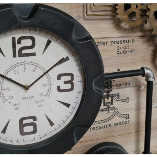 Industrial Black Metal And Wood Large Pipe Wall Clock 79cm