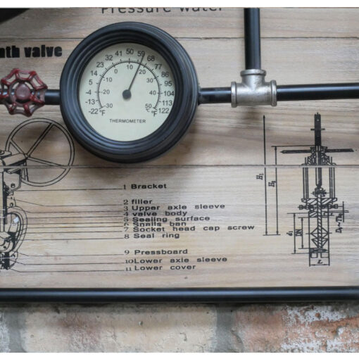 Industrial Black Metal And Wood Large Pipe Wall Clock 79cm