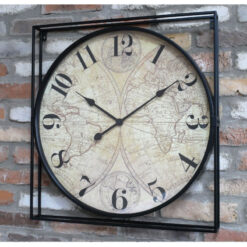 Industrial Black Metal World Map Large Wall Clock 65cm