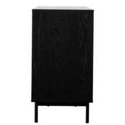 Industrial Black Stained Oak Wood And Walnut Veneer Large 2 Door Sideboard 160cm