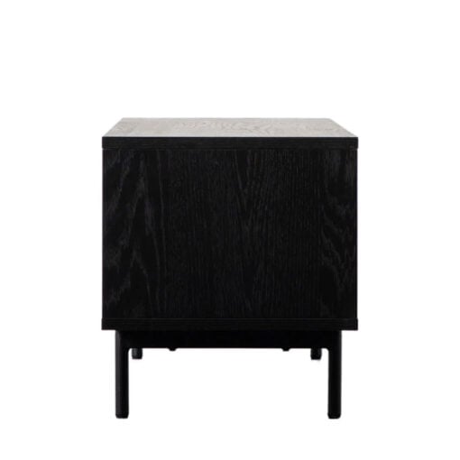 Industrial Black Stained Oak Wood And Walnut Veneer Large 2 Door TV Stand 140cm