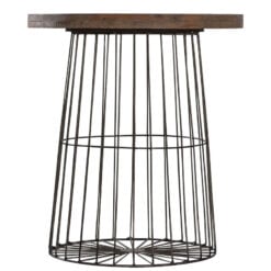 Industrial Cage Grey Gun Metal And Weathered Wood Tray Top Side Table