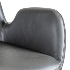 Industrial Charcoal Grey PU Faux Leather And Black Metal Swivel Office Desk Chair