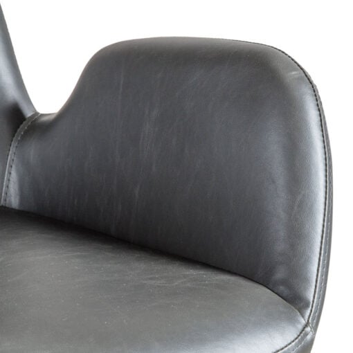 Industrial Charcoal Grey PU Faux Leather And Black Metal Swivel Office Desk Chair