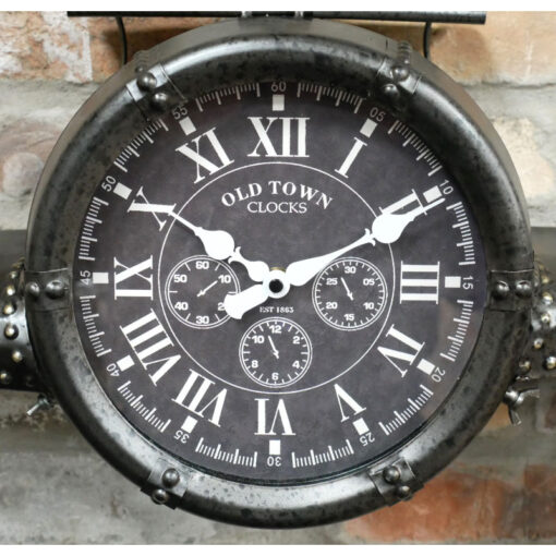 Industrial Distressed Black Metal Large Aeroplane Wall Clock 145cm
