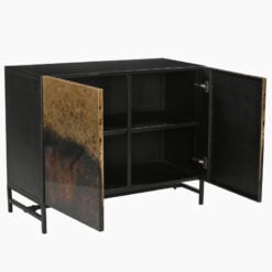 Industrial Galaxy Finish Black And Gold Metal 2 Door Sideboard Cabinet 104cm