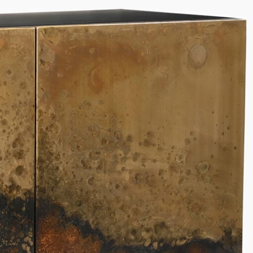 Industrial Galaxy Finish Black And Gold Metal 2 Door Sideboard Cabinet 104cm