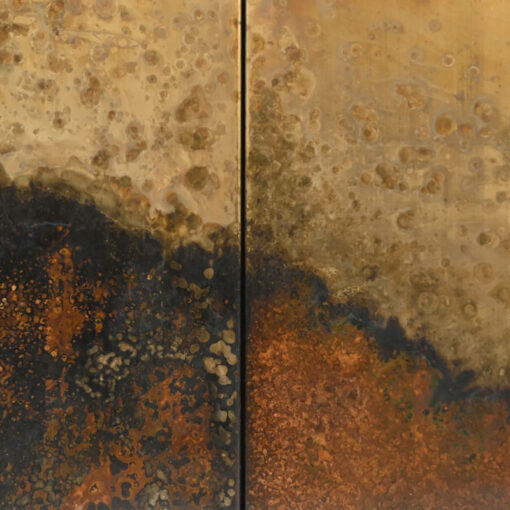 Industrial Galaxy Finish Black And Gold Metal 2 Door Sideboard Cabinet 104cm