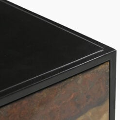Industrial Galaxy Finish Black And Gold Metal 2 Drawer Bedside Cabinet Table