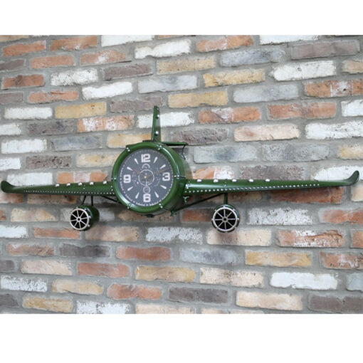Industrial Green Metal Extra Large Aeroplane Wall Clock 141cm