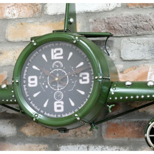 Industrial Green Metal Extra Large Aeroplane Wall Clock 141cm