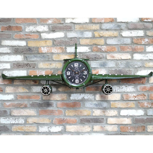 Industrial Green Metal Extra Large Aeroplane Wall Clock 141cm