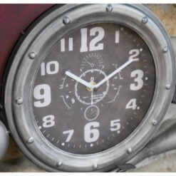 Industrial Grey And Red Metal Extra Large Motorbike Wall Clock 120cm