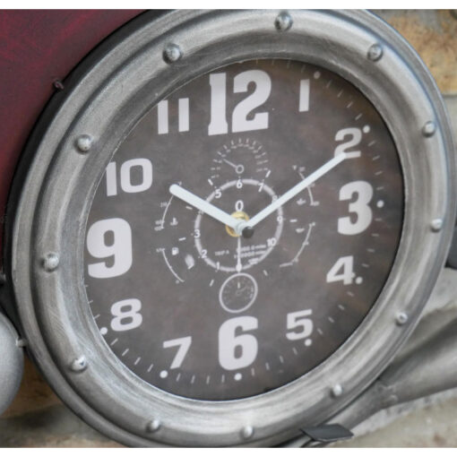 Industrial Grey And Red Metal Extra Large Motorbike Wall Clock 120cm