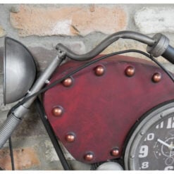 Industrial Grey And Red Metal Extra Large Motorbike Wall Clock 120cm