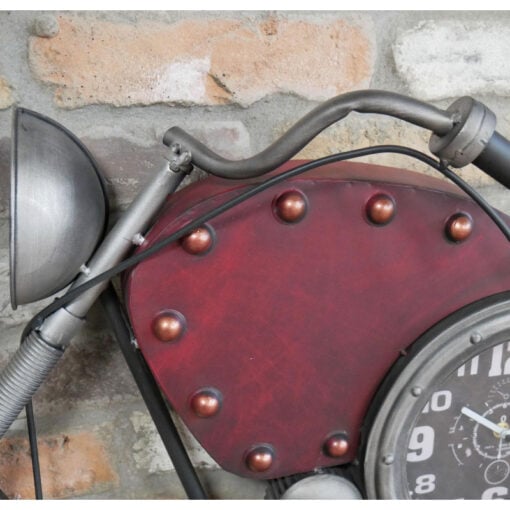 Industrial Grey And Red Metal Extra Large Motorbike Wall Clock 120cm