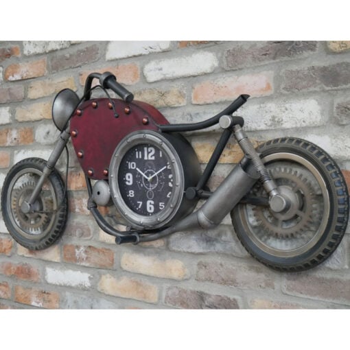 Industrial Grey And Red Metal Extra Large Motorbike Wall Clock 120cm