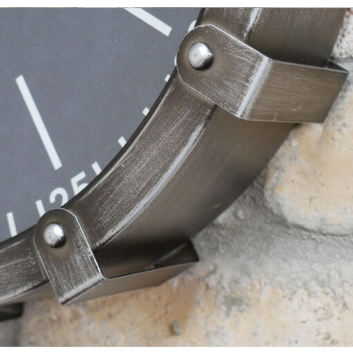 Industrial Grey Metal Wall Clock 55cm