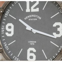 Industrial Grey Metal Wall Clock 55cm