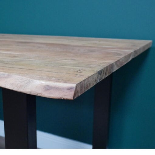 Industrial Live Edge 6 Seater Solid Light Acacia Wood And Black Metal Dining Table 180cm