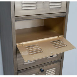 Industrial Locker Style Antique Gold Metal Tall Cabinet 139cm