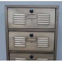 Industrial Locker Style Antique Gold Metal Tall Cabinet 139cm
