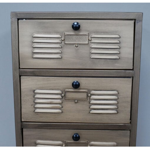 Industrial Locker Style Antique Gold Metal Tall Cabinet 139cm