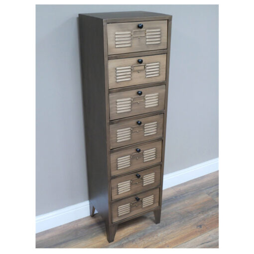 Industrial Locker Style Antique Gold Metal Tall Cabinet 139cm