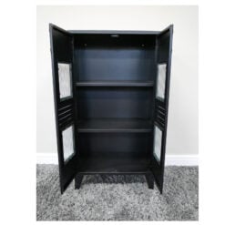 Industrial Locker Style Black Metal 2 Door Tall Cabinet Sideboard 100cm