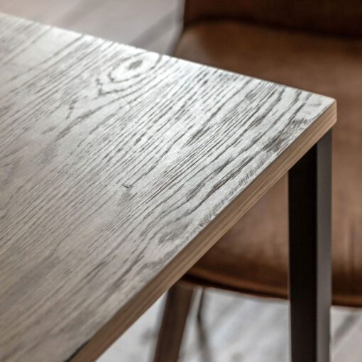 Industrial Oak Wood Veneer And Black Metal 8 Seater Dining Table 180cm