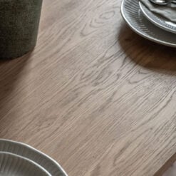 Industrial Oak Wood Veneer And Black Metal 8 Seater Dining Table 180cm