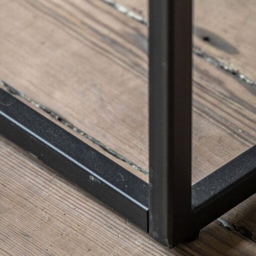 Industrial Oak Wood Veneer And Black Metal Console Table
