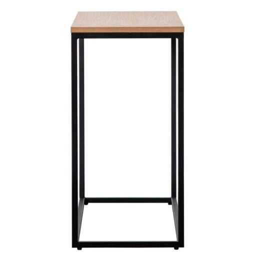 Industrial Oak Wood Veneer And Black Metal Console Table