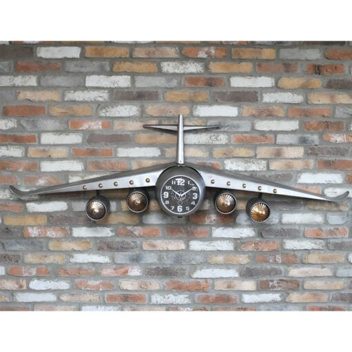 Industrial Silver And Gold Metal Extra Large Aeroplane Wall Clock 188cm