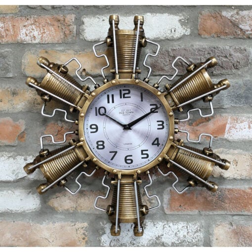 Industrial Steampunk Engine Antique Gold Metal Wall Clock 45cm