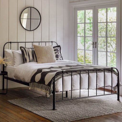 Industrial Victorian Black Ironwork Metal Double Bed Frame 143cm