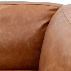 Industrial Vintage Brown Genuine Leather And Solid Ash Wood Armchair